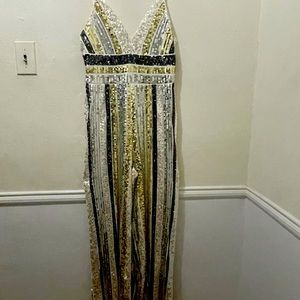 Express sequin stretchy jumpsuit in sz S